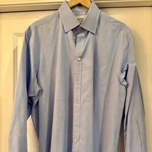 Charles Tyrwhitt Men’s Dress Shirt 17 ½  x 36 Blue Barrel Cuff 100% Cotton